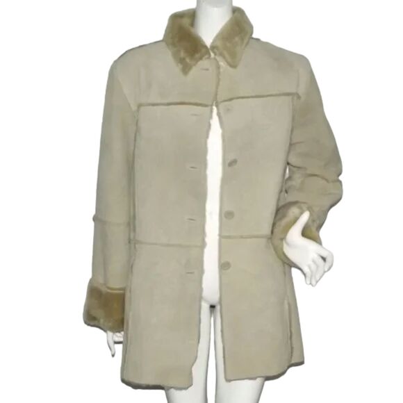 OSCAR PIEL Suede Leather Jacket, M, Faux Sherpa lining, VINTAGE, Pockets - Picture 13 of 14